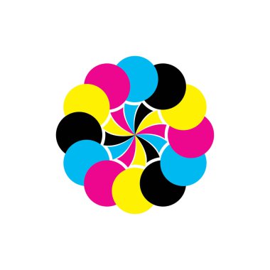 Döndürme CMYK renk logo tasarım vektörü