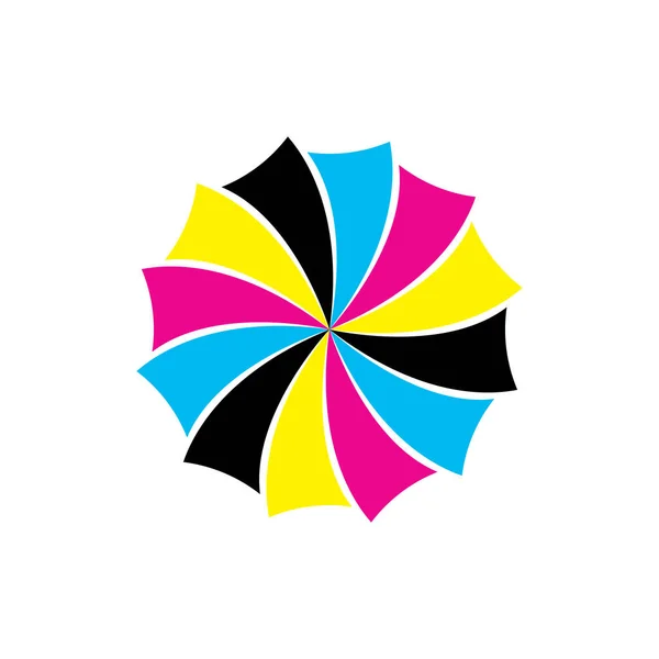 Rotación Cmyk Color Logo Diseño Vector — Vector de stock