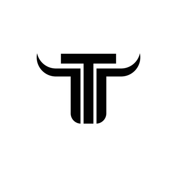 Carta Tmt Com Vetor Design Logotipo Chifre — Vetor de Stock