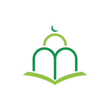 Mosque with Quran and crescent  Islamic schoolar logo design vector