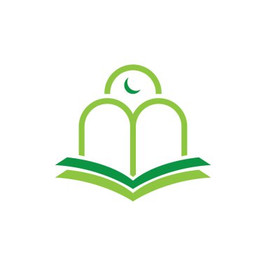 Mosque with Quran and crescent  Islamic schoolar logo design vector