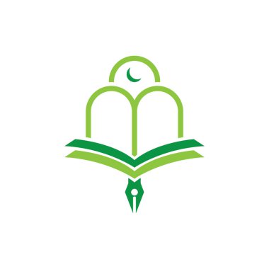 Mosque with Quran and crescent  Islamic schoolar logo design vector