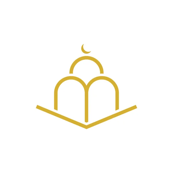 Mosque Quran Crescent Islamic Schoolar Logo Design Vector — Stockvektor