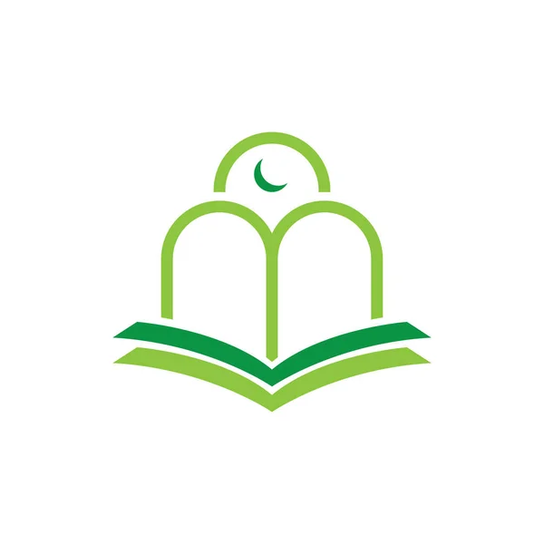 Mosque Quran Crescent Islamic Schoolar Logo Design Vector — Wektor stockowy