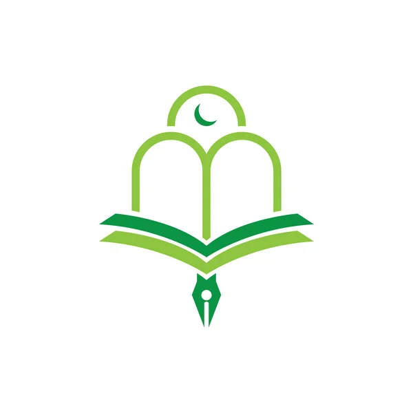 Mosque Quran Crescent Islamic Schoolar Logo Design Vector — Wektor stockowy