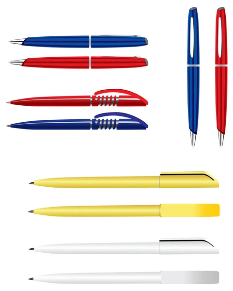 Vektor set med pennor. olika färger. — Stock vektor
