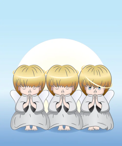 Tres ángeles lindos — Vector de stock