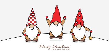 Noel tebrik kartı ve şirin noel cücesi.