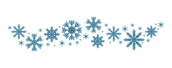 Снежинки и звезды границы изолированы на белом фоне — стоковый вектор