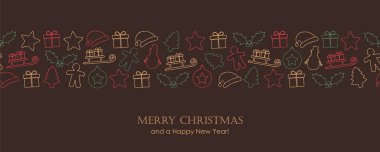 Kış dekorasyon sınırlı renkli noel kartı