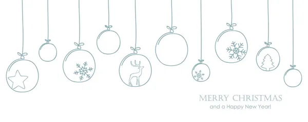 Weihnachtskarte mit Kugelbaumschmuck auf weiß — Stockvektor