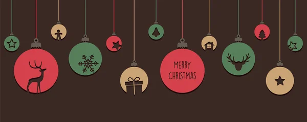 Színes karácsonyi kártya fa labdák dekoráció — Stock Vector