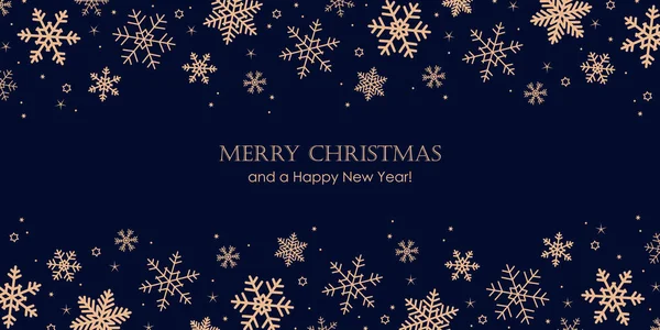 Blaues Banner Weihnachtskarte mit Schneeflockenrand — Stockvektor