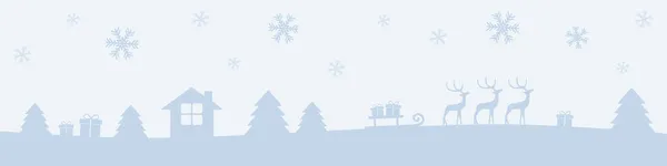 Brillante frontera de invierno de Navidad con regalos de renos y abetos — Archivo Imágenes Vectoriales