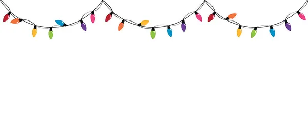 Lumini colorate de zână pentru ziua de Crăciun și petrecere izolată pe fundal alb — Vector de stoc