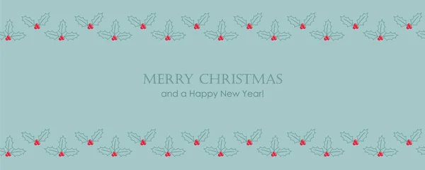 Weihnachtskarte mit nahtlosem Stechpalmenrand — Stockvektor