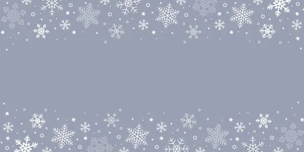 Jasny sztandar kartka świąteczna z granicy płatek śniegu — Wektor stockowy