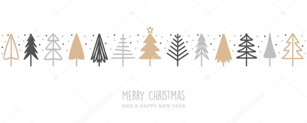 christmas greeting card with abstract fir tree decoration