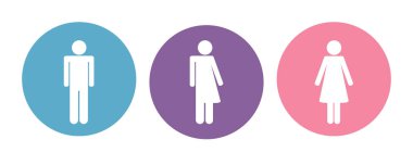 colorful set of restroom icons including gender neutral icon pictogram clipart