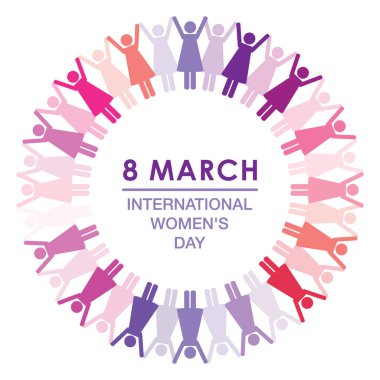 8 Mart Uluslararası Kadınlar günü kadınlar dünya piktogram çevresinde