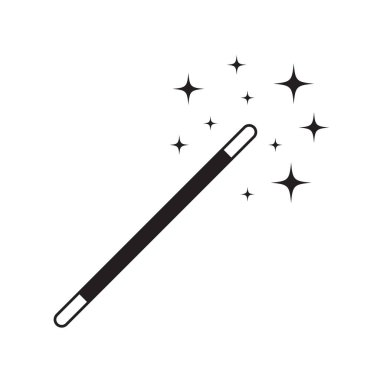 Sihirli simli çubuk simgesi beyaz arkaplanda izole