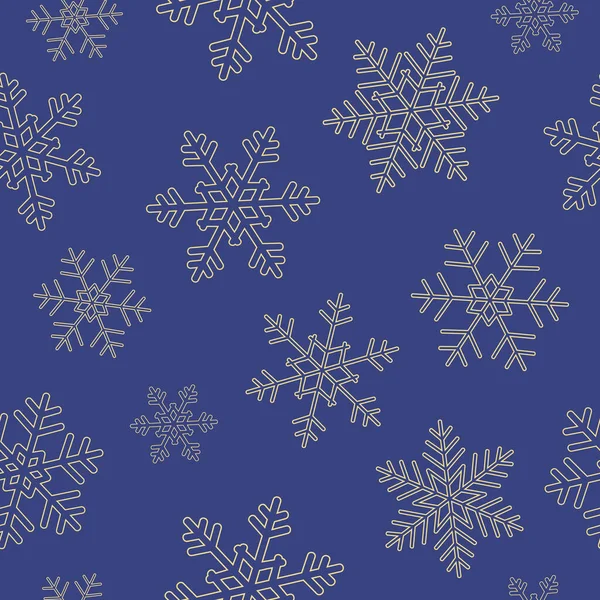 Blauw en goud naadloos patroon sneeuwvlok achtergrond vector — Stockvector