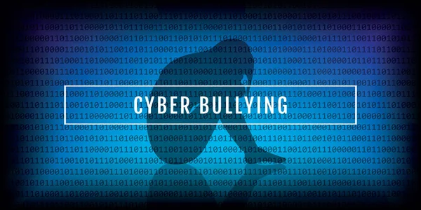 Cyber mobbning ledsen flicka siluett på blå bakgrund — Stock vektor