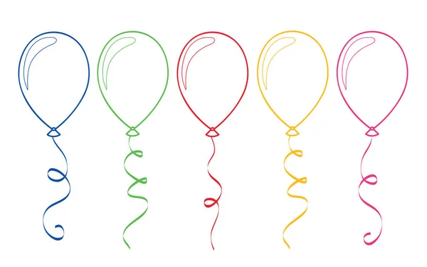Bunte Luftballons für Malbuch isoliert auf weißem Hintergrund — Stockvektor