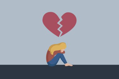 Yalnız oturan kız kalbi kırık.