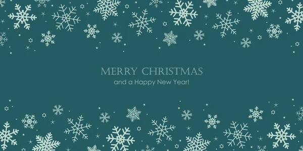 Banner brilhante cartão de Natal com borda de floco de neve — Vetor de Stock