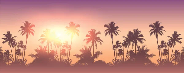 Palmier tropical silhouette arrière-plan vacances d'été design — Image vectorielle