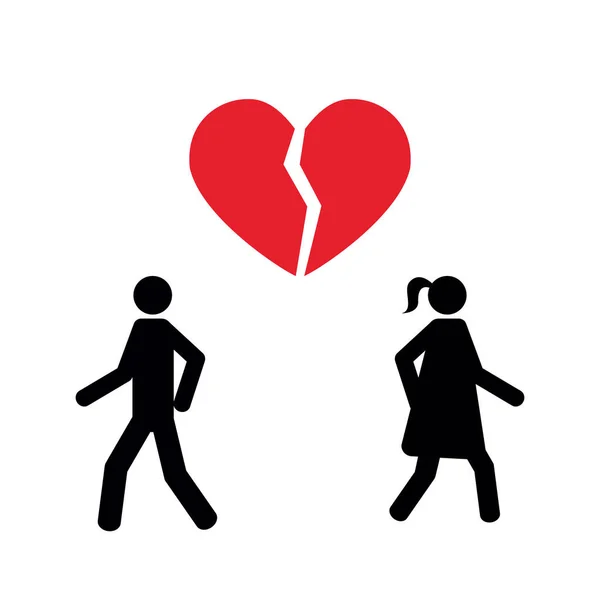 Szétválás válás piktogram info grafika összetört szív ikon — Stock Vector