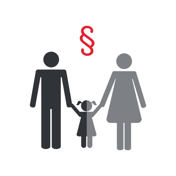 Voogdij en geschil in geval van scheiding met een pictogram voor het kind grafische informatie — Stockvector