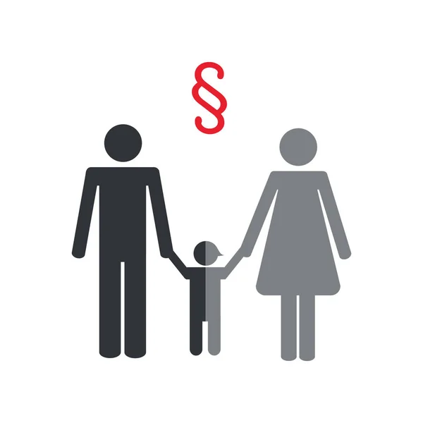 Custody and dispute in the case of separation with a child pictogram info graphic — ストックベクタ