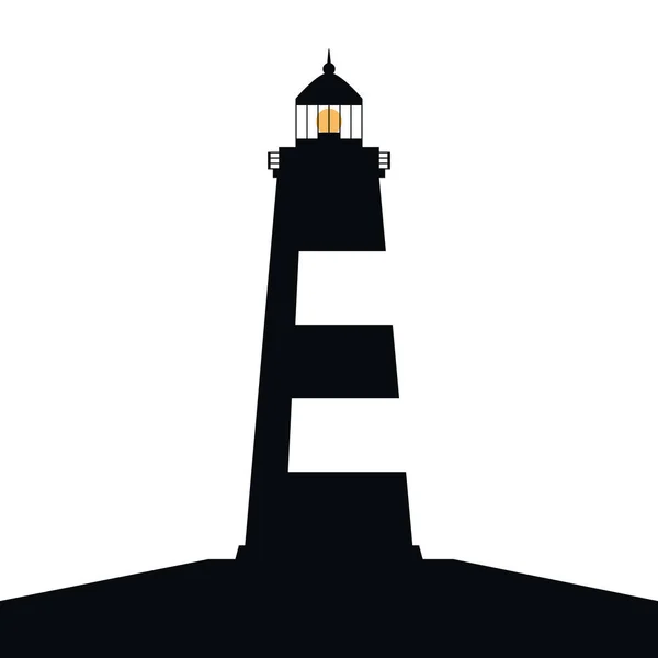 Lighthouse icon isolated black on white background — Vetor de Stock