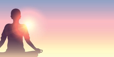 Güneşli arka planda barışçıl yoga arabulucusu