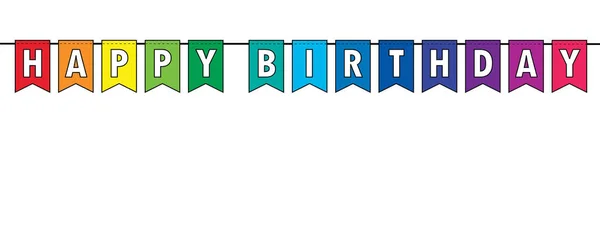 Happy birthday party flags banner in rainbow colors — Stock Vector