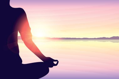 mediating person on the beach at sunset vector illustration EPS10