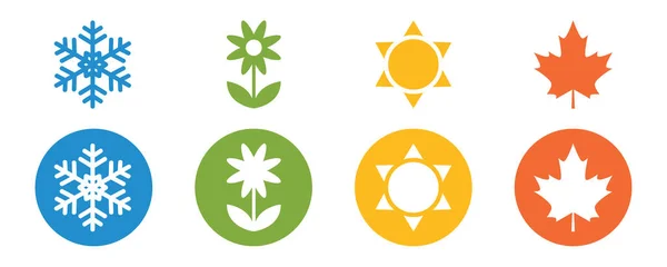 Four Seasons Winter Spring Summe Fall Icon Set Vector Illustration — Stock Vector