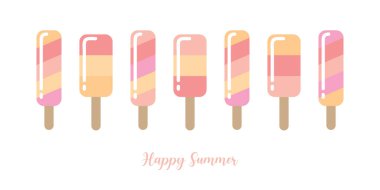 Lolipop dondurma vektör illüstrasyonlu mutlu yaz tatili afişi tasarımı EPS10