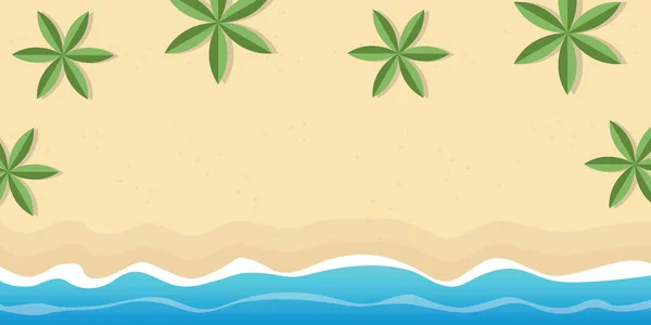 Літній Пляжний Фон Морська Хвиля Пальма Вид Зверху Векторні Ілюстрації — стоковий вектор