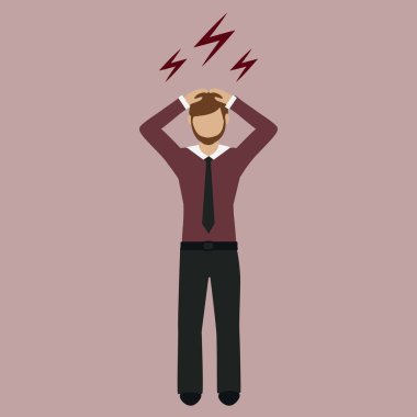 EPS10 iş temsili illüstrasyonunda adam ellerini başının üstüne koyar.