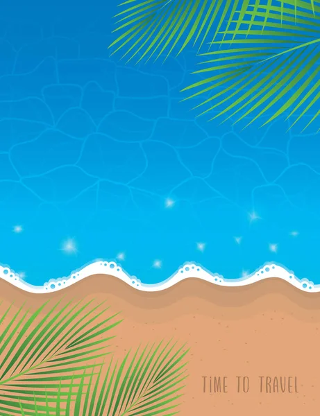 Palmier Plage Eau Turquoise Sur Une Journée Ensoleillée Été Fond — Image vectorielle