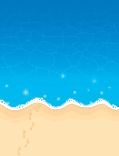 Footprints Beach Clear Water Summer Background Vector Illustration Eps10 — Stok Vektör