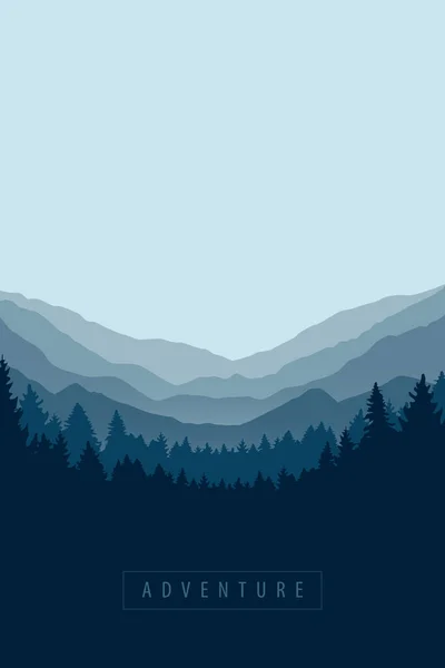 Niebieski Przygoda Las Krajobraz Górski Tło Wektor Ilustracja Eps10 — Wektor stockowy