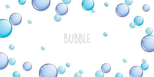 Blue Soap Bubble Border Isolated White Background Vector Illustration Eps10 — Vettoriale Stock