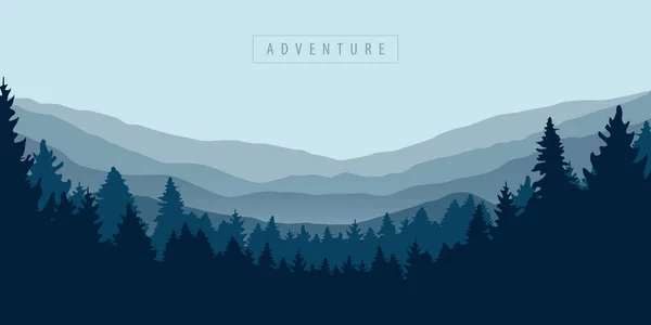 Blue Adventure Forest Mountain Landscape Background Vector Illustration Eps10 — Stock Vector