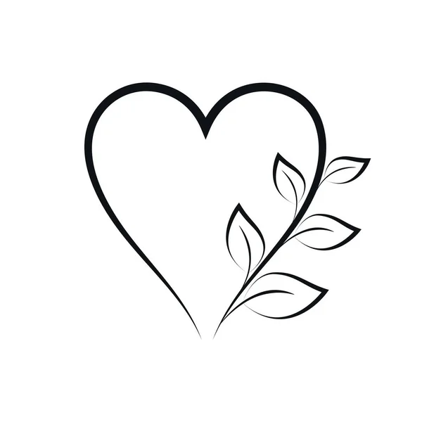 Leaf Heart Nature Love Graphic Isolated White Background Vector Illustration — 스톡 벡터