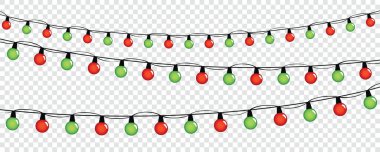 red and green fairy lights for christmas birthday and party isolated vector illustration EPS10