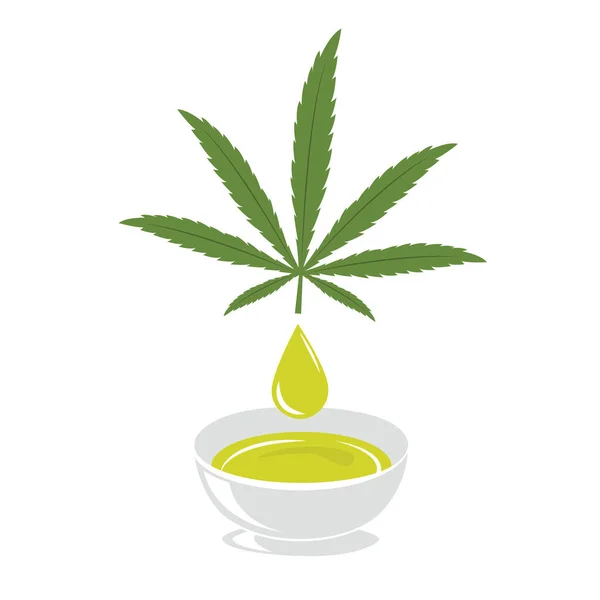 Cannabis Oil Drop Marijuana Leaf Isolated White Vector Illustration Eps10 — ストックベクタ